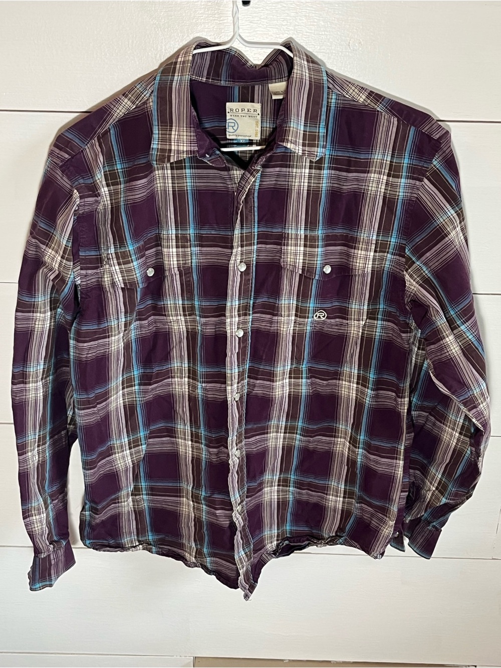 Roper Boys Purple Plaid Button-Up Shirt